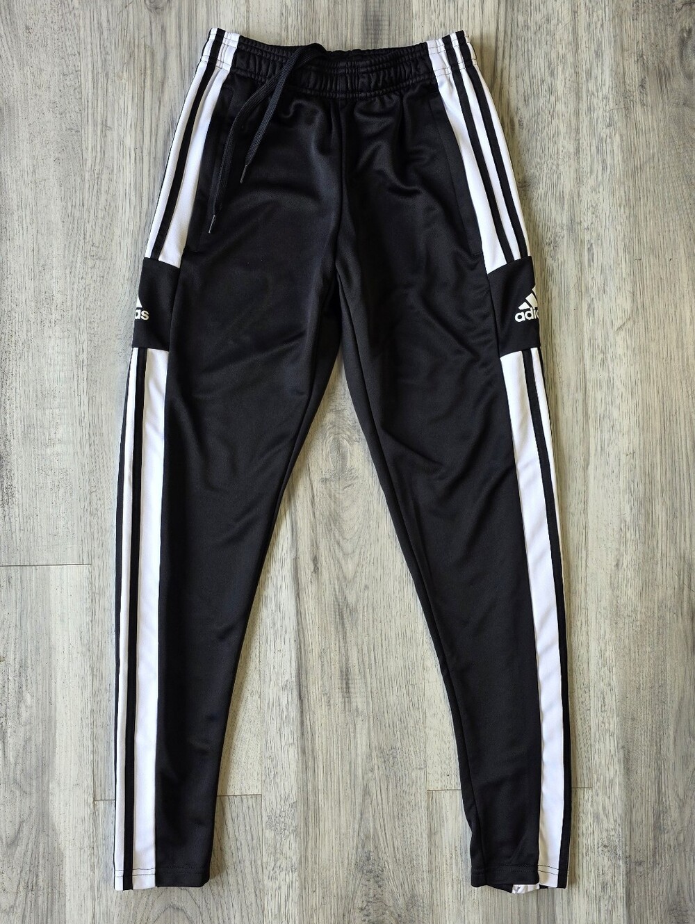 Adidas Youth Large Black White 3-Stripe Track Pants